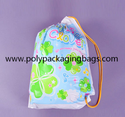 NERC 0.07mm PE Plastic Drawstring Backpack Bags For Travel