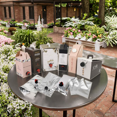 ถุง BIB แบบกำหนดเองในกล่องพร้อมก๊อกน้ำ Tap Spout เหมาะสำหรับบรรจุภัณฑ์ไวน์ น้ำผลไม้ น้ำมัน และผลิตภัณฑ์ของเหลวอื่นๆ