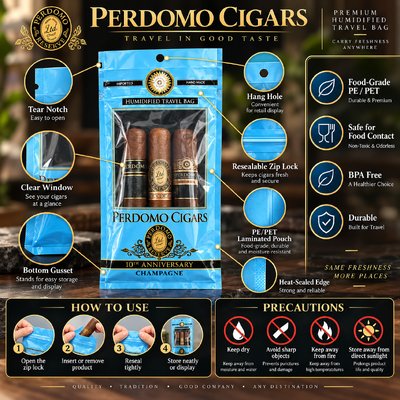 Lightweight And Compact Cigar Humidor Bags Tear-resistant And Puncture-resistant Cigar Moisturizing Plastic Zipper Bags Protection For Cigars