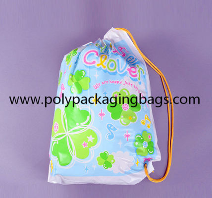 NERC 0.07mm PE กระเป๋าเป้สะพายหลัง Drawstring พลาสติกสำหรับกระเป๋าเดินทาง Drawstring พลาสติก