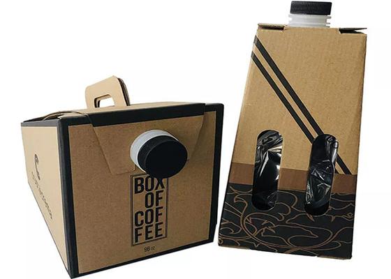 2L / 3L / 5L ถุง BIB กาแฟแบบใช้แล้วทิ้งในกล่องจ่ายพร้อมวาล์ว / หัวจุก 200 220 ไมครอน