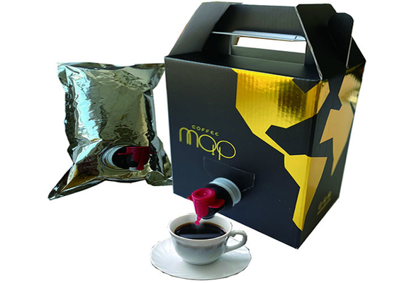 การพิมพ์แสตมป์ทองถุงกาแฟร้อนภาษาอาหรับในกล่องพร้อมหัวจุก / หัวต่อวาล์วจ่าย