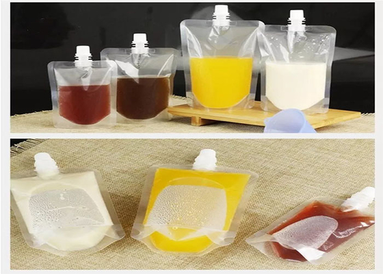 อาหารเกรด Stand Up เครื่องดื่มพลาสติก Liquid Spout Pouch สำหรับเครื่องดื่มน้ำผลไม้ไวน์