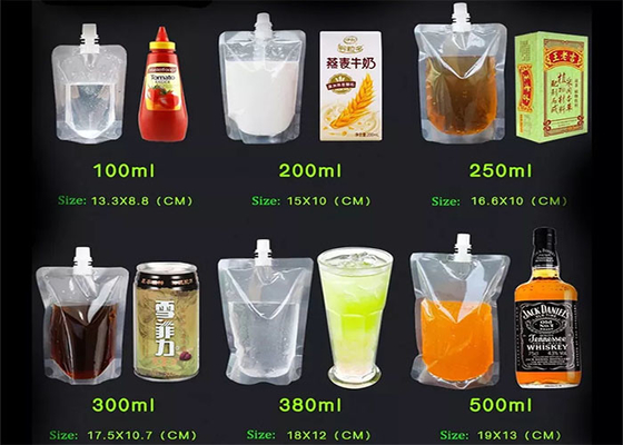 อาหารเกรด Stand Up เครื่องดื่มพลาสติก Liquid Spout Pouch สำหรับเครื่องดื่มน้ำผลไม้ไวน์