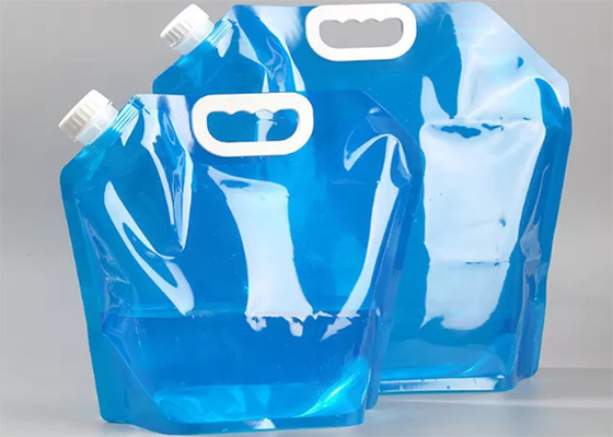 ถังพลาสติกพับได้ 5L 10L แคมป์ปิ้ง Stand Up Water Pouch ความจุขนาดใหญ่