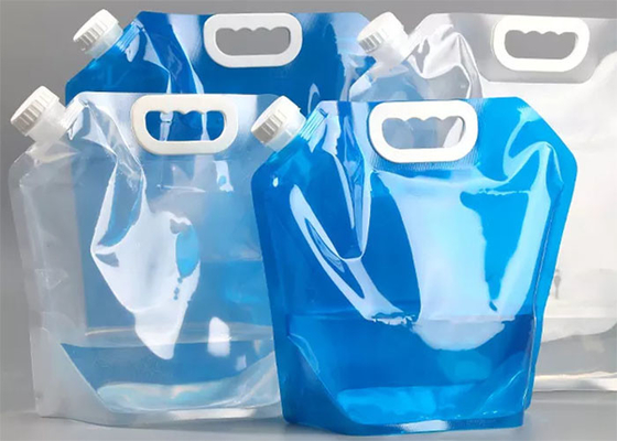ถังพลาสติกพับได้ 5L 10L แคมป์ปิ้ง Stand Up Water Pouch ความจุขนาดใหญ่