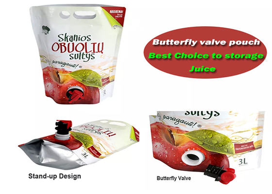 ปลอดเชื้อ 1L 1.5L 3L 5L Stand Up Pouch พร้อม Vitop Tap Double BIB ไวน์พร้อมหัวจุก