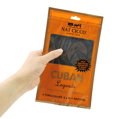 กระเป๋าใส่ซิการ์สำหรับเดินทางพิมพ์ลายแบบกำหนดเอง ใส่ซิการ์ได้ 4-6 มวน พร้อมซองพลาสติกให้ความชื้นและถุงบรรจุภัณฑ์ซิการ์