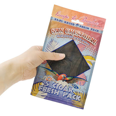 การพิมพ์แบบ custom Gravure กระเป๋าซีการ์ที่ชื้น Ziplock กระเป๋าซีการ์ความชื้น 5 กระเป๋าซีการ์ แพ็คง่ายด้วยกระจกใส แพ็คพลาสติก