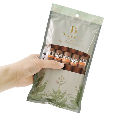 การพิมพ์แบบ custom Gravure กระเป๋าซีการ์ที่ชื้น Ziplock กระเป๋าซีการ์ความชื้น 5 กระเป๋าซีการ์ แพ็คง่ายด้วยกระจกใส แพ็คพลาสติก