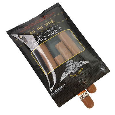 ถุงแบนกันความชื้นสั่งทำพิเศษ พิมพ์ได้ ซีลด้วยความร้อน ฟอยล์อลูมิเนียม Mylar ซีล 3 ด้าน สำหรับห่อใบยาสูบและซิการ์