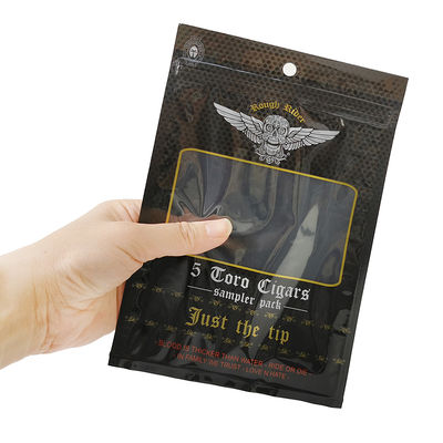 ถุงแบนกันความชื้นสั่งทำพิเศษ พิมพ์ได้ ซีลด้วยความร้อน ฟอยล์อลูมิเนียม Mylar ซีล 3 ด้าน สำหรับห่อใบยาสูบและซิการ์