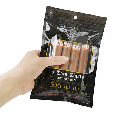 ถุงแบนกันความชื้นสั่งทำพิเศษ พิมพ์ได้ ซีลด้วยความร้อน ฟอยล์อลูมิเนียม Mylar ซีล 3 ด้าน สำหรับห่อใบยาสูบและซิการ์