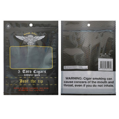 ถุงแบนกันความชื้นสั่งทำพิเศษ พิมพ์ได้ ซีลด้วยความร้อน ฟอยล์อลูมิเนียม Mylar ซีล 3 ด้าน สำหรับห่อใบยาสูบและซิการ์