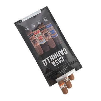 เคสเดินทางซิการ์หนังหรูหราแบบกำหนดเอง พร้อมเครื่องเพิ่มความชื้น กระเป๋าใส่ซิการ์แบบพกพาบุด้วยไม้ซีดาร์ ถุงควบคุมความชื้นแบบซิปล็อค