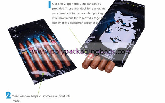 ระบบความชื้นถุงซิการ์ Ziplock ผนึกด้วย Slider Travel Cigar Humidor