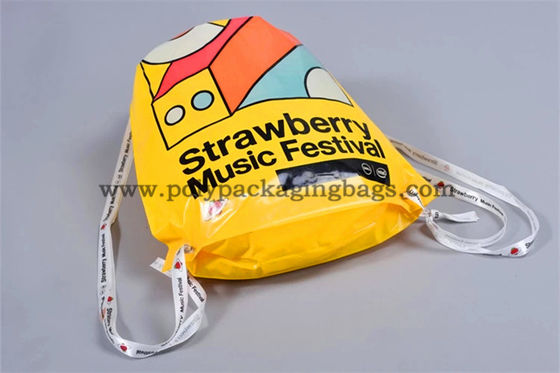 40L 0.05mm PE Drawstring Backpack สำหรับถุงพลาสติก Drawstring เสื้อผ้า