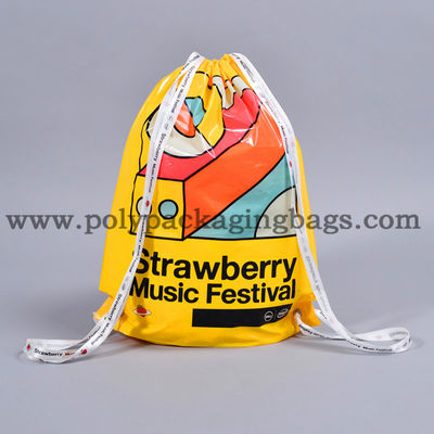 40L 0.05mm PE Drawstring Backpack สำหรับถุงพลาสติก Drawstring เสื้อผ้า