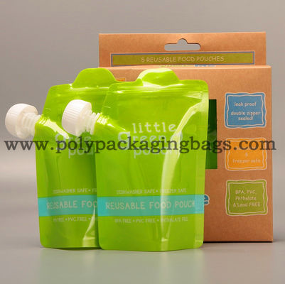 ปิดผนึกได้ 150ml 200ml 100mic Stand Up Spout Pouch พร้อมฝาปิดสำหรับน้ำผลไม้