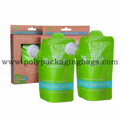 ปิดผนึกได้ 150ml 200ml 100mic Stand Up Spout Pouch พร้อมฝาปิดสำหรับน้ำผลไม้