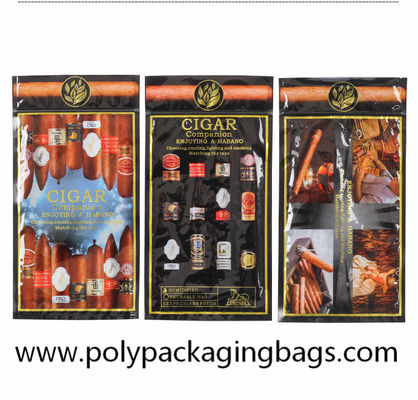 ซีลสามด้าน 0.09 มม. ถุงซิการ์ Ziplock ผนึกยาสูบ Humidor Bag