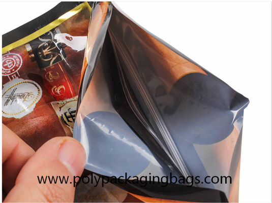 ซีลสามด้าน 0.09 มม. ถุงซิการ์ Ziplock ผนึกยาสูบ Humidor Bag