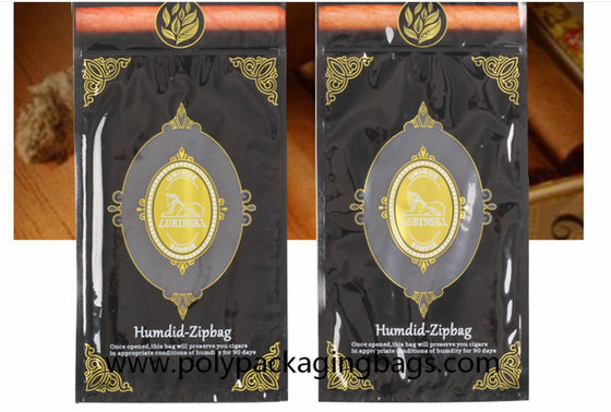 ซีลสามด้าน 0.09 มม. ถุงซิการ์ Ziplock ผนึกยาสูบ Humidor Bag