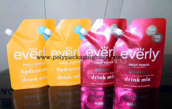 บรรจุของเหลว 120 ไมครอน VMPET Stand Up Pouch พร้อมถุงหัดดื่ม / Spouted Pouch