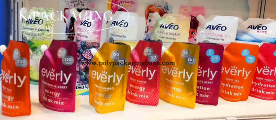 บรรจุของเหลว 120 ไมครอน VMPET Stand Up Pouch พร้อมถุงหัดดื่ม / Spouted Pouch