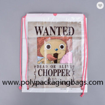 กีฬากลางแจ้ง PE CPE กระเป๋าเป้สะพายหลังเชือกสองชั้นถุงพลาสติก Drawstring