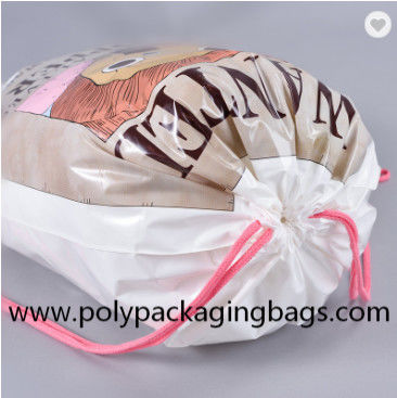 กีฬากลางแจ้ง PE CPE กระเป๋าเป้สะพายหลังเชือกสองชั้นถุงพลาสติก Drawstring
