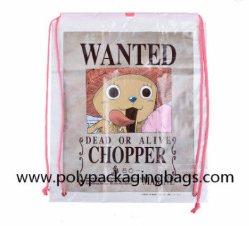 กีฬากลางแจ้ง PE CPE กระเป๋าเป้สะพายหลังเชือกสองชั้นถุงพลาสติก Drawstring