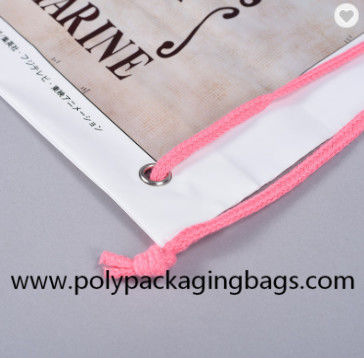 กีฬากลางแจ้ง PE CPE กระเป๋าเป้สะพายหลังเชือกสองชั้นถุงพลาสติก Drawstring