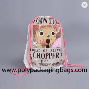 กีฬากลางแจ้ง PE CPE กระเป๋าเป้สะพายหลังเชือกสองชั้นถุงพลาสติก Drawstring