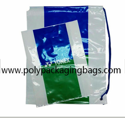 ความหนา 0.07 มม. PE สีขาว Drawstring หนึ่งไหล่กระเป๋าเป้สะพายหลัง Drawstring ถุงพลาสติก