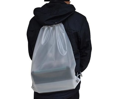 0.08mm Frosted CPE Drawstring กระเป๋าสะพายหลังคู่กระเป๋า Drawstring พลาสติกสำหรับเสื้อผ้า
