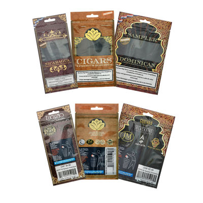 กระเป๋าบรรจุบุหรี่ปรับความชื้นที่ผลิตในโรงงาน พร้อมซิปพลาสติก Mylar Pouch Leaf Wrap กันความชื้นสําหรับการเก็บบุหรี่